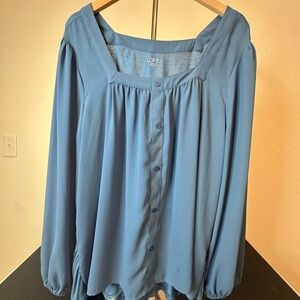 LOFT Blue Buttoned Blouse NWOT